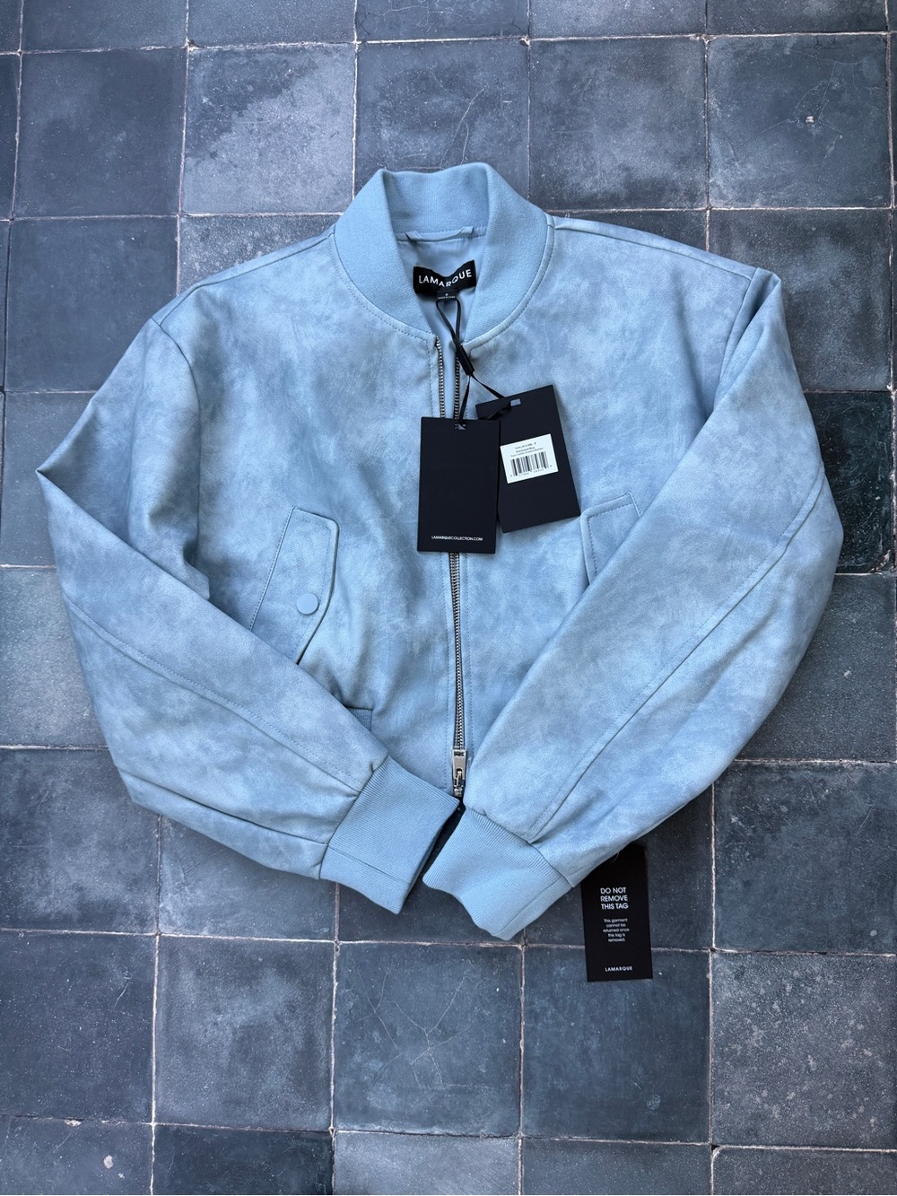 EVELIN D | CROPPED FAUX LEATHER BOMBER JACKET by Lamarque